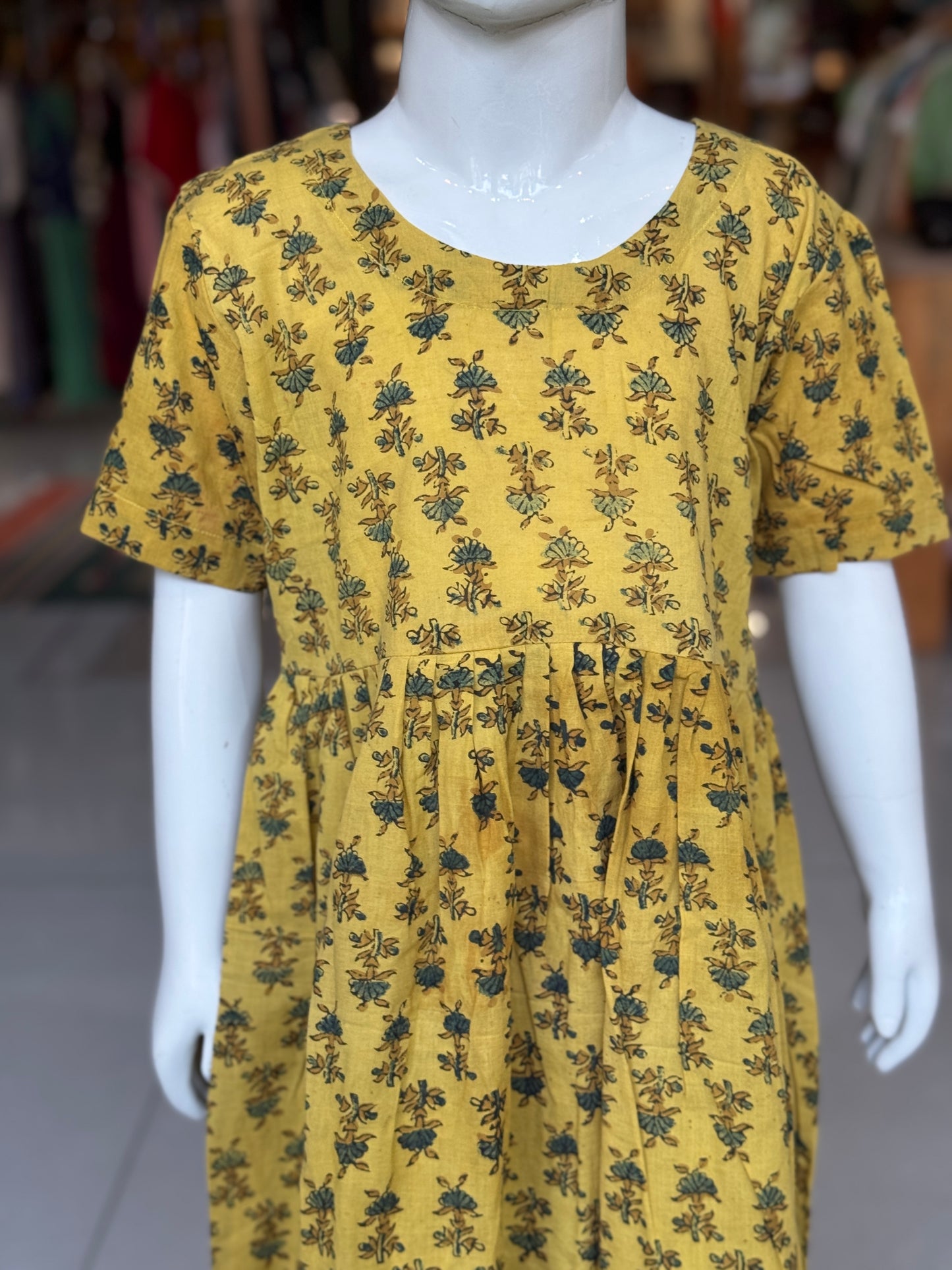 Ajrakh hand block printed cotton frock for girls