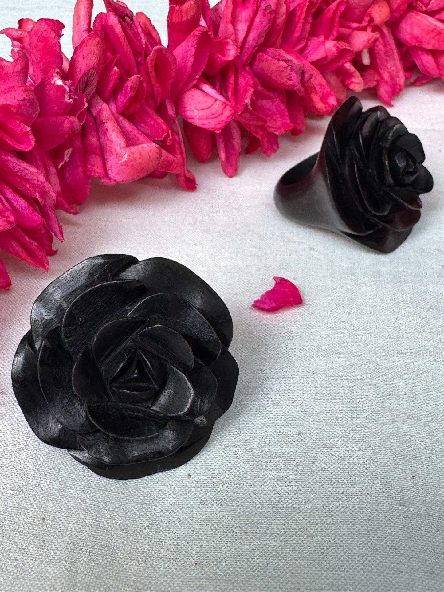 Rose hand carved finger ring in yellow wood - color options available