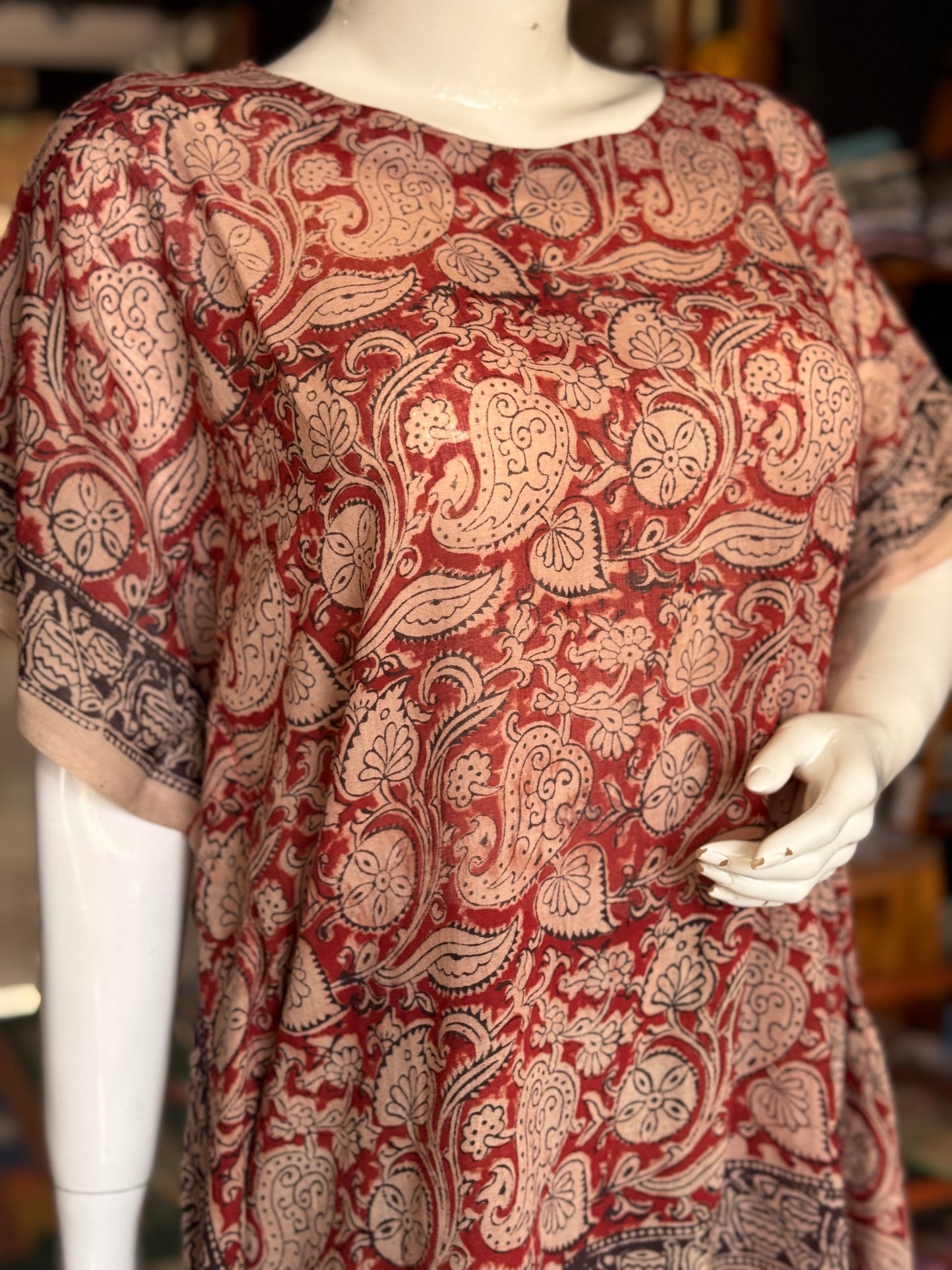 Kalamkari kaftan kurti - soft cotton with hand block prints - designs n colors options available