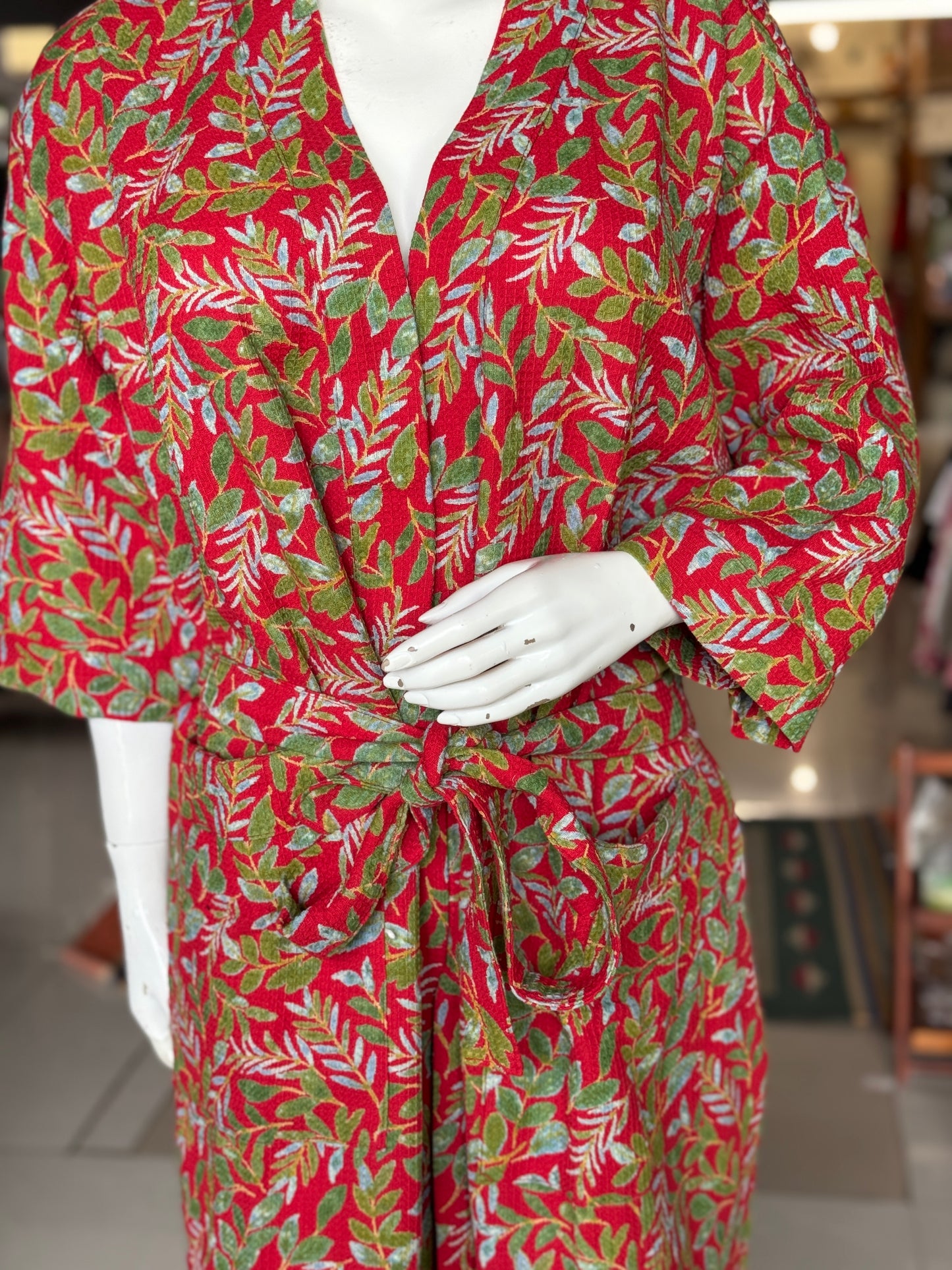 Hand block printed waffle cotton bath robe / swim suit cover up for adults - multiple designs