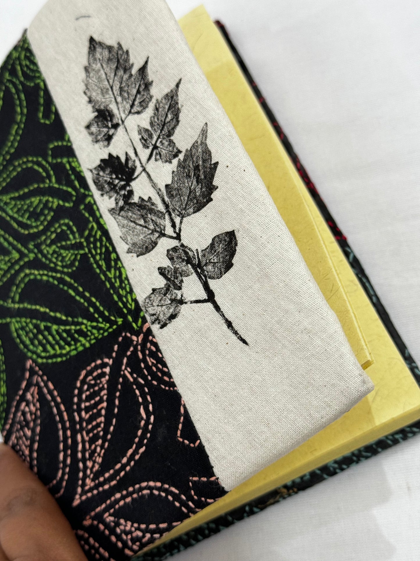 Handmade paper notebooks with kantha hand embroidered and hand eco printed cover