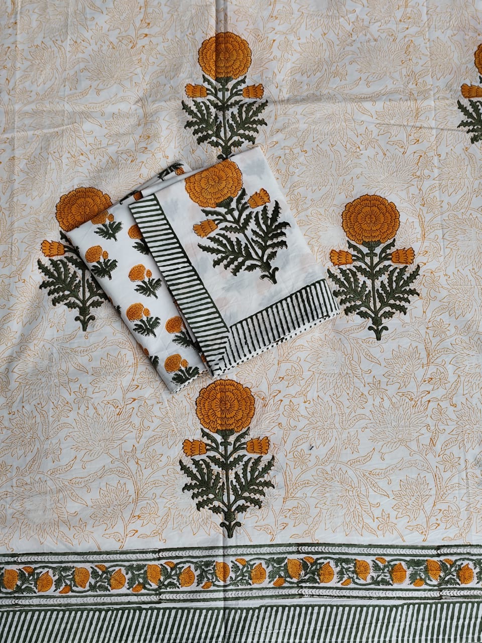 Soft fine percale cotton hand block printed super King 108 x 108 inches bedsheet - multiple designs available
