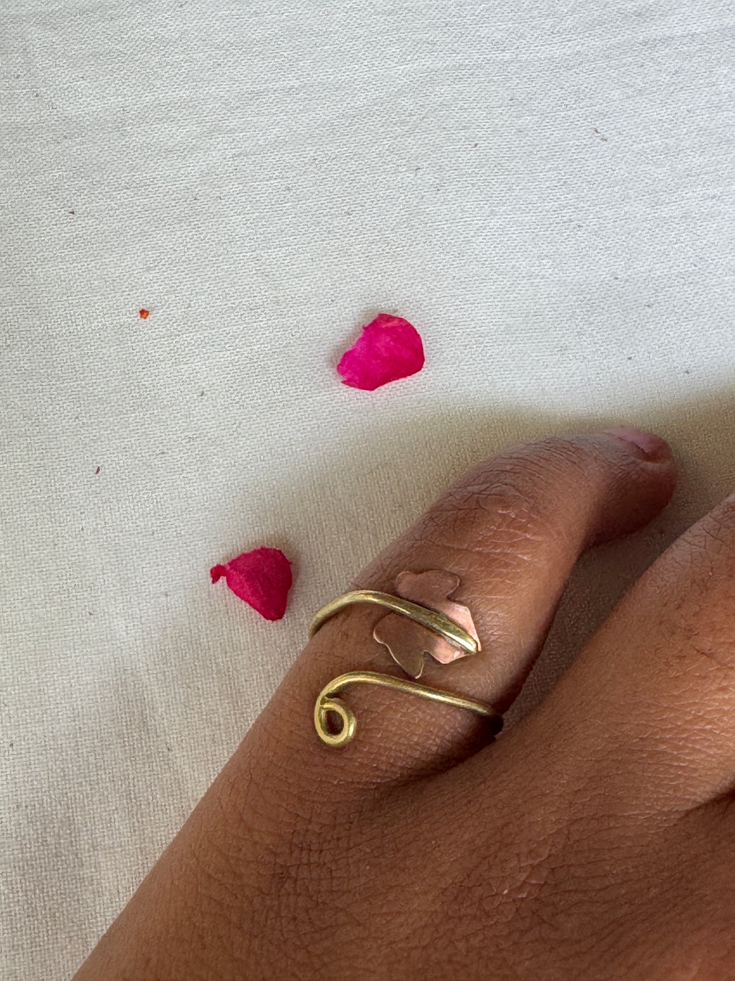 Copper n brass twisted wire finger ring - click to see design options