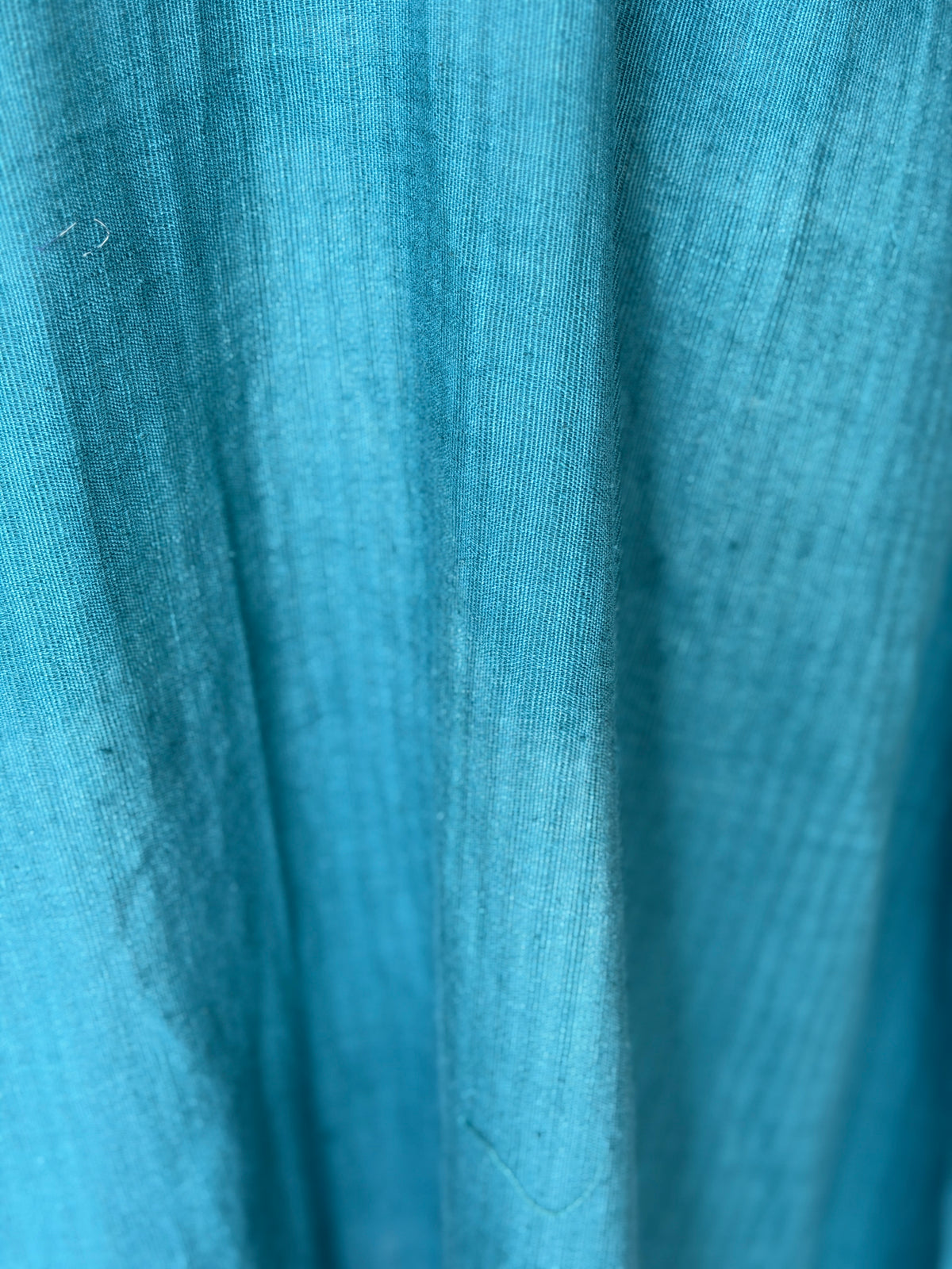 Teal textured cotton hand spun, hand woven a-line dress