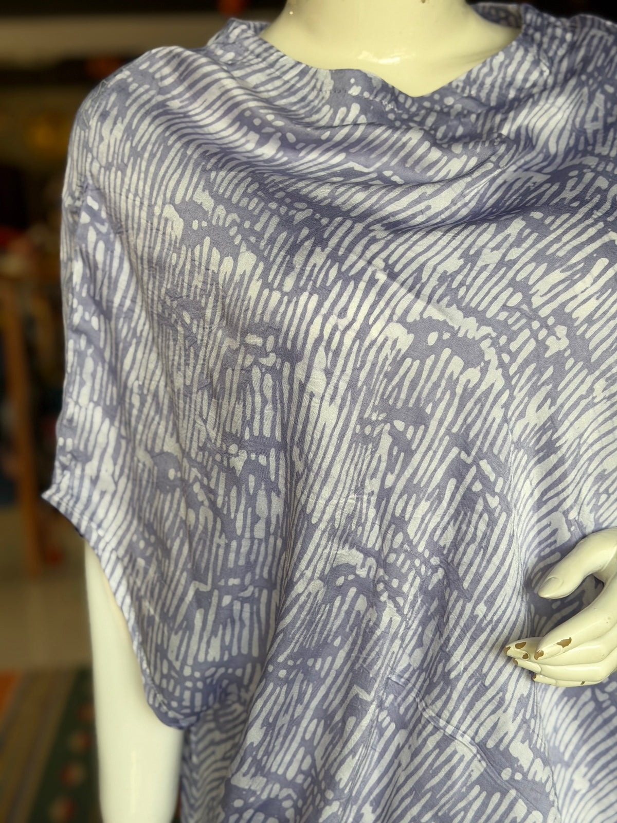 Lavender modal hand batik printed oversized top