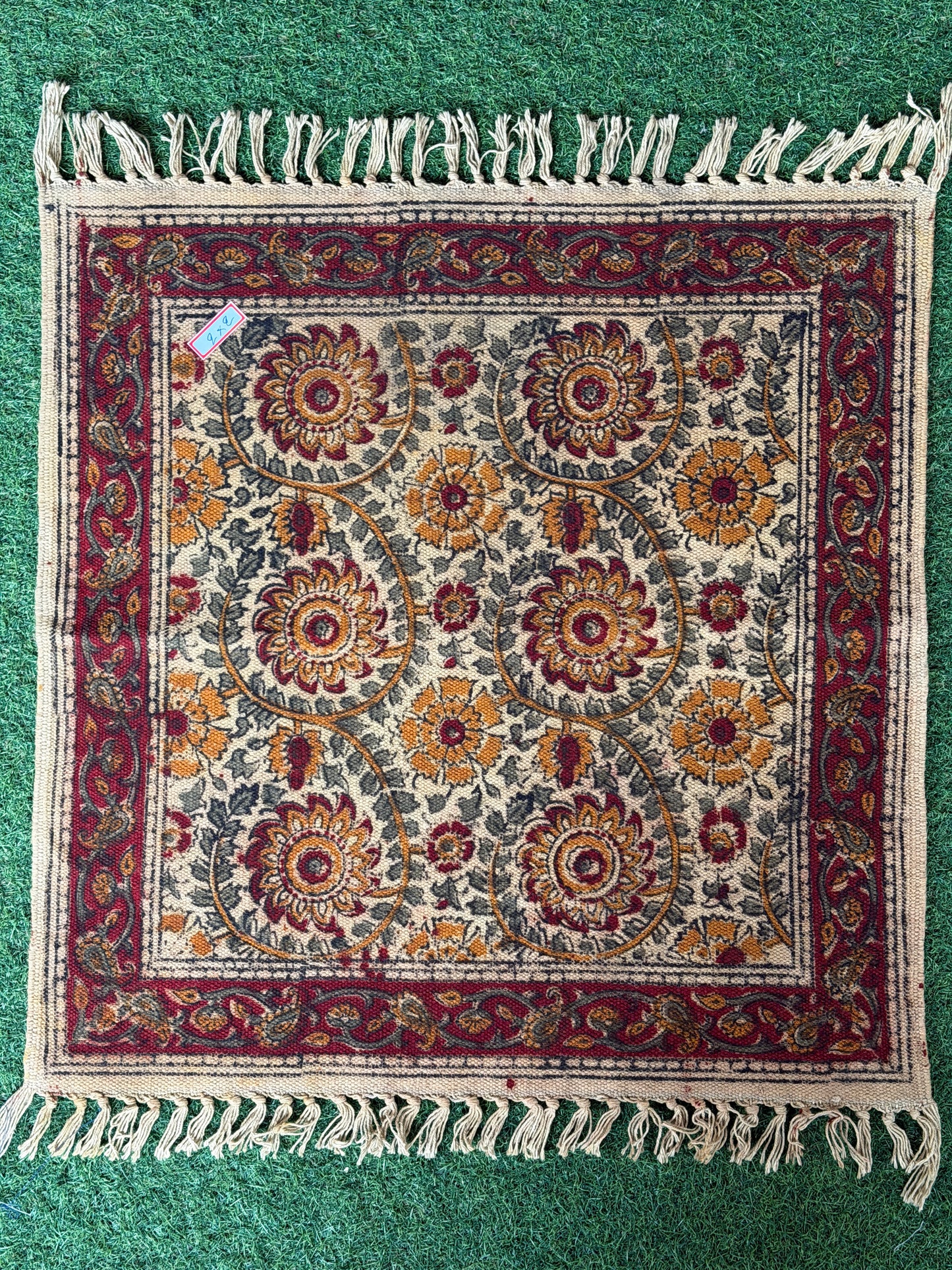 2 x 2 feet cotton Kalamkari hand block printed mat