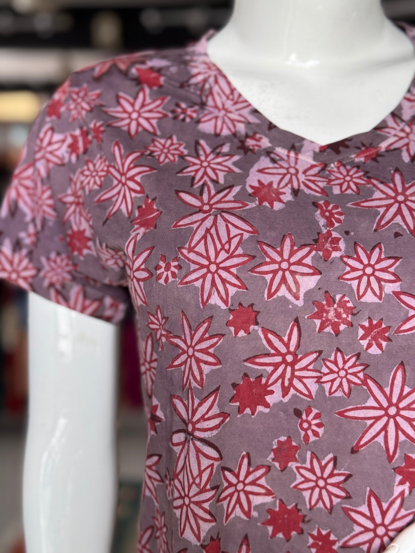 Beautiful cut womens tees - cotton, hand block printed, natural dyed tshirt for women - multiple designs and sizes