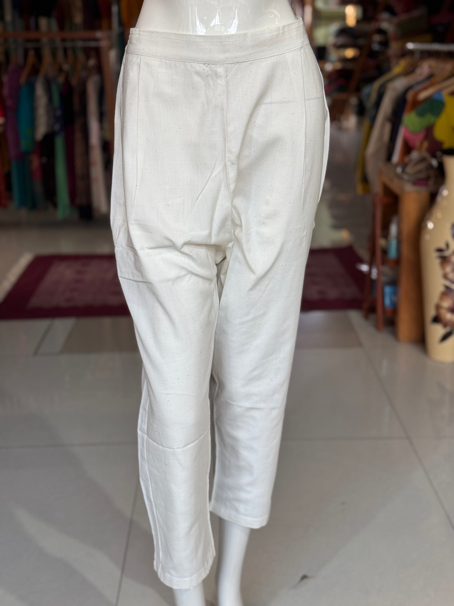 Off white pants in soft hand woven cotton