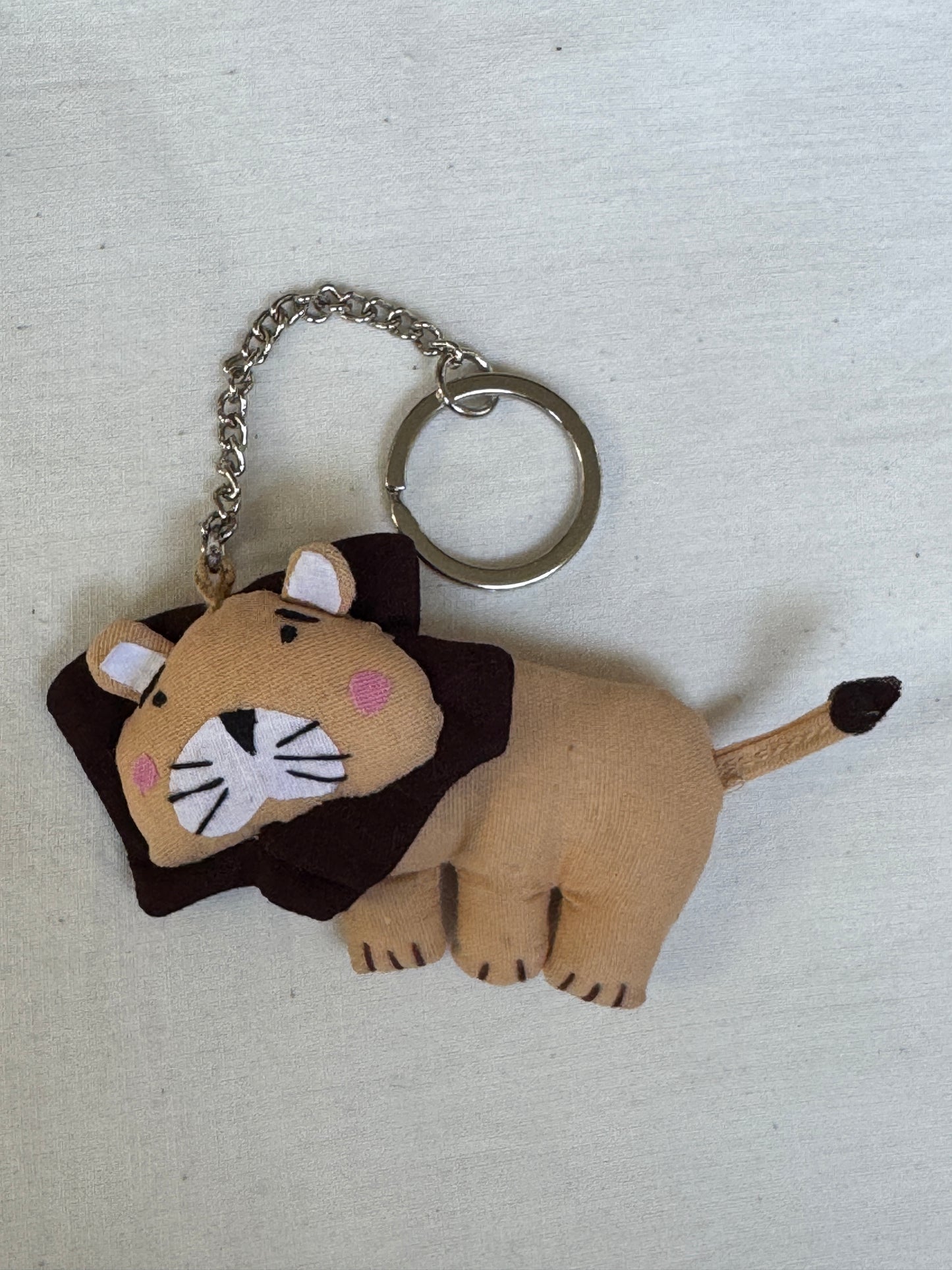 Handcrafted fabric based animal figures key ring with natural cotton filling
