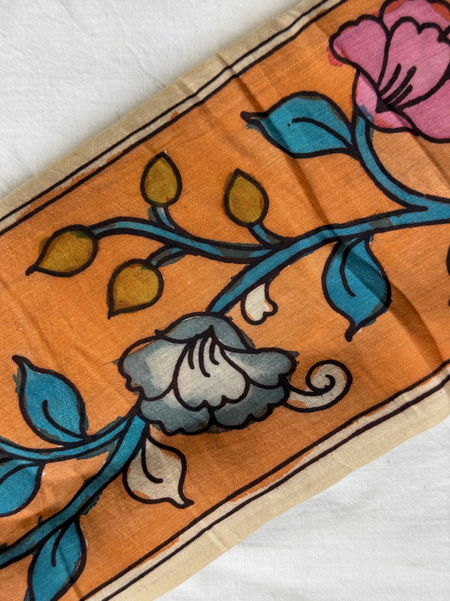 Silk pen Kalamkari hand painted border - colors and designs options available