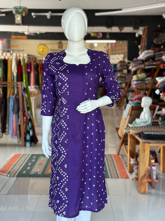 Bandini cotton straight kurti with half n half design - color options available