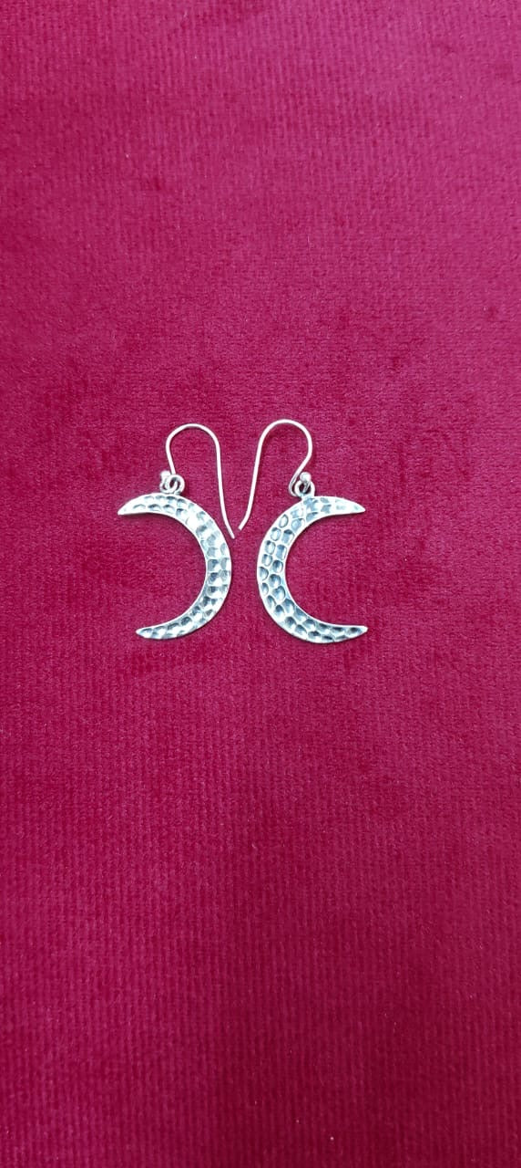 Crescent moon hooks earrings in 92.5 sterling silver