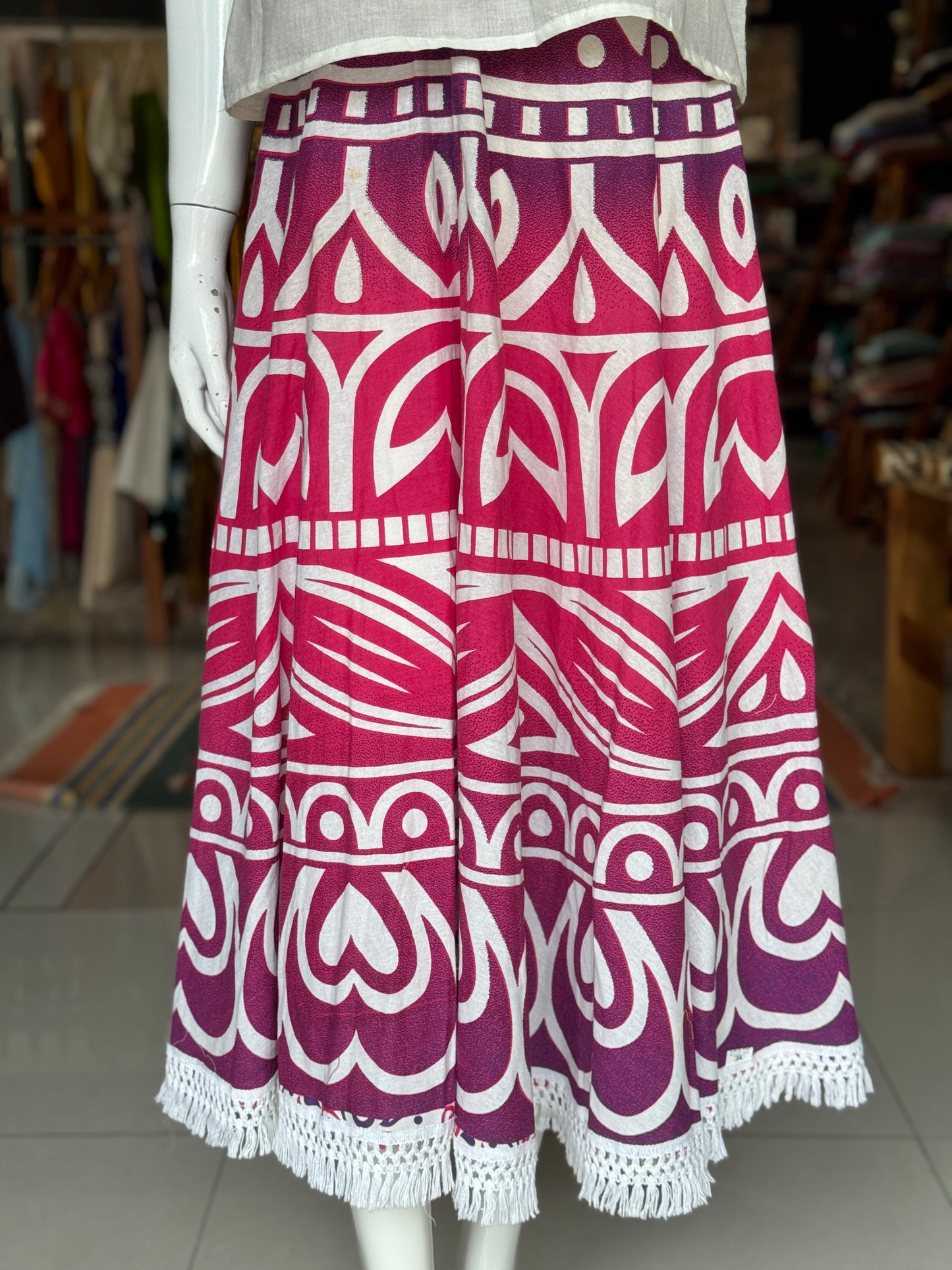 Pink purple flared umbrella skirt with lace - free  size