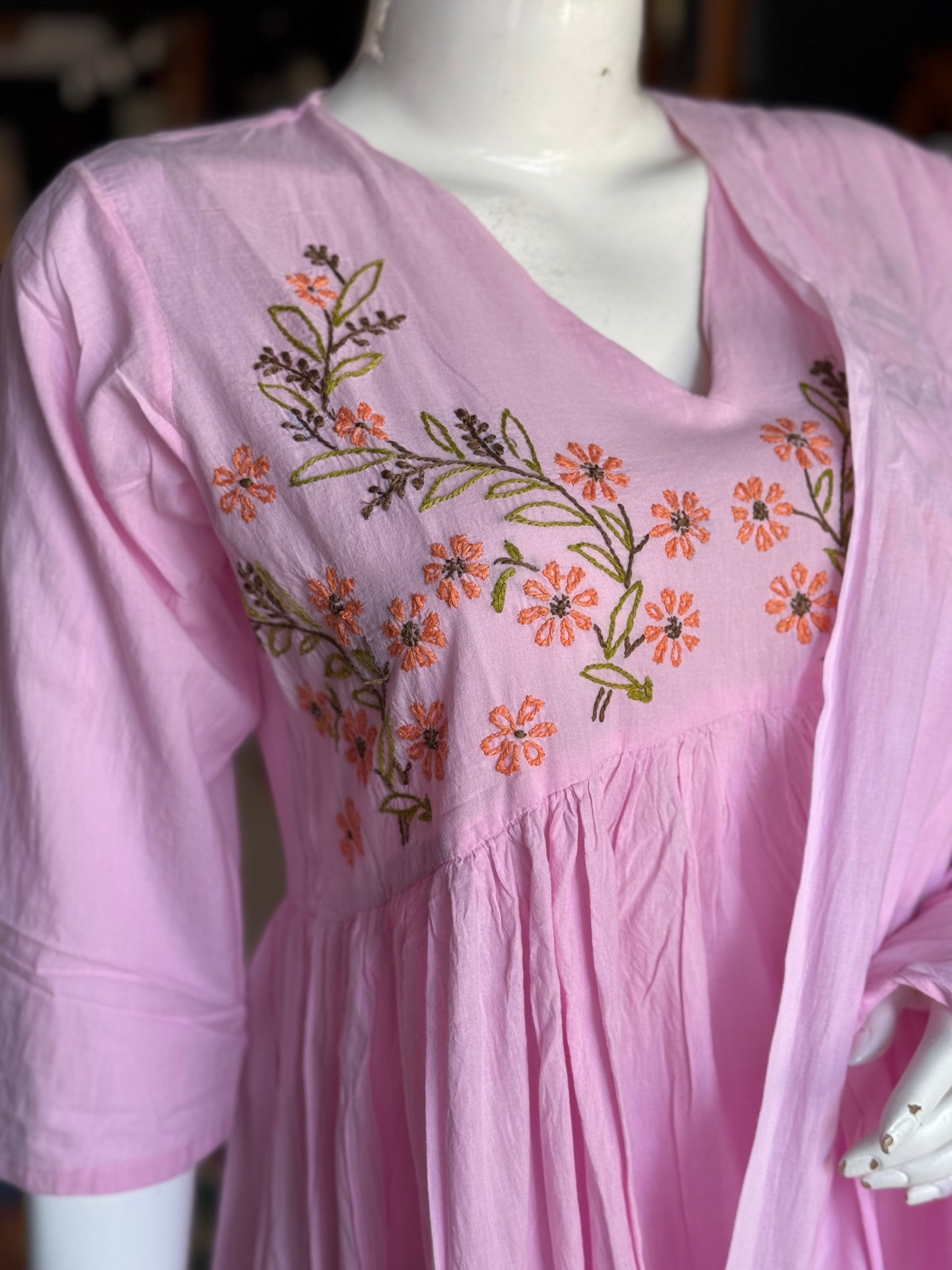 Hand embroidered empire line / Alia cut cotton 3 piece suit set - colour options available