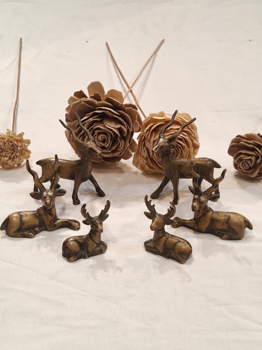 Dearest deers party  - brass miniature  6 piece set with deers in different poses