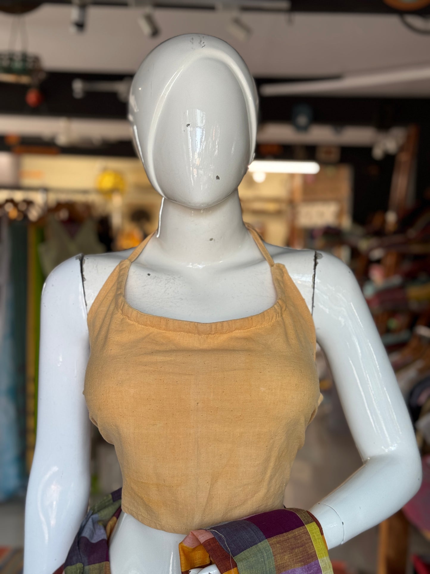 Halter neck, tie back cotton blouse - hand spun, hand woven, indigenous cotton, natural dyed - multiple colors available