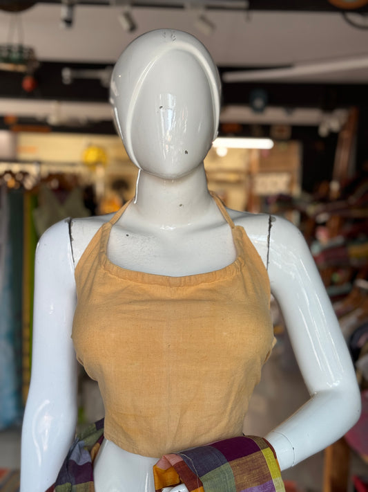 Halter neck, tie back cotton blouse - hand spun, hand woven, indigenous cotton, natural dyed - multiple colors available