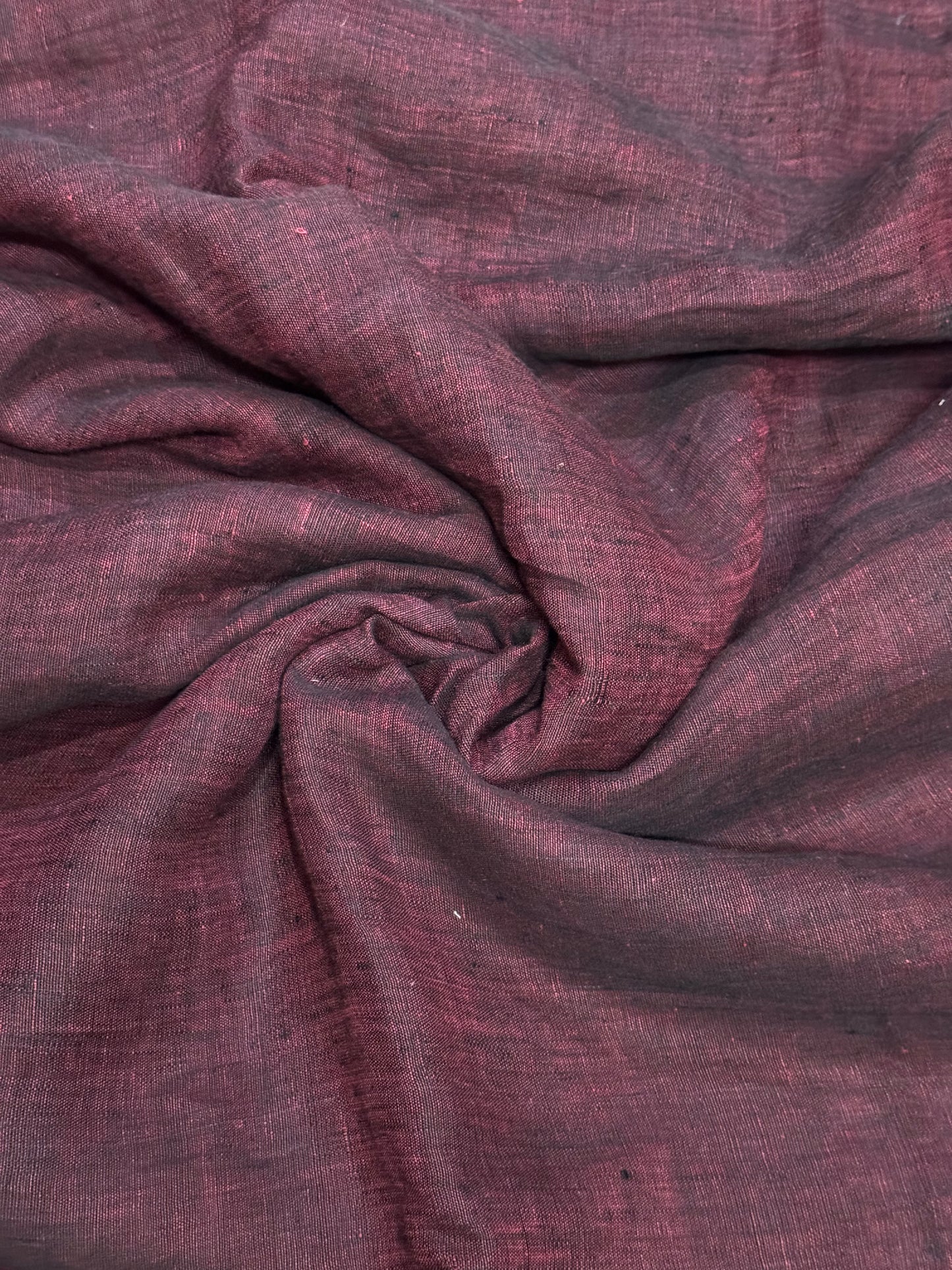 Maroon handwoven linen fabric