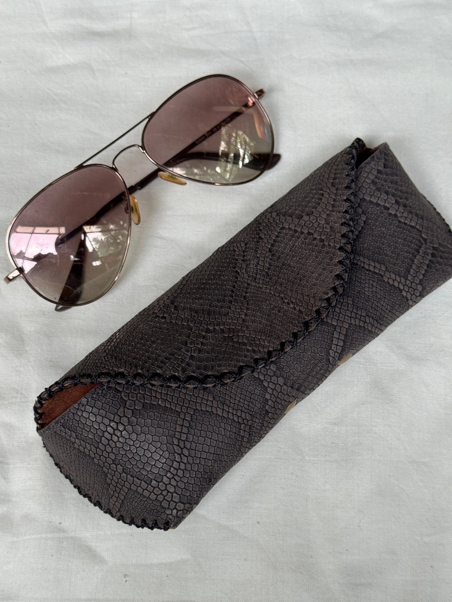 Leather handcrafted goggles / spectacles case - color options available