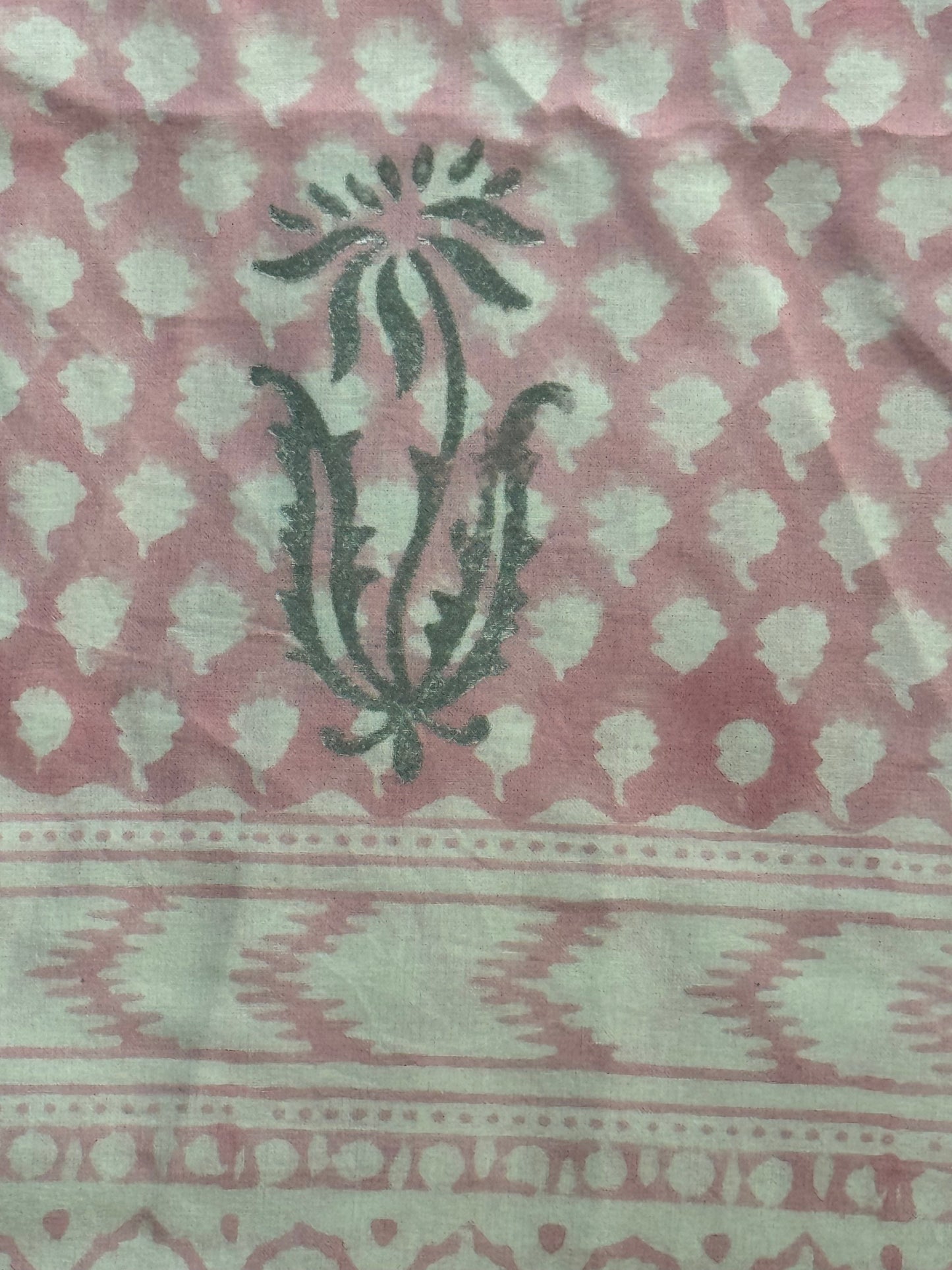 Pink hand block print pure cotton king size Bedsheet with silver Khadi prints