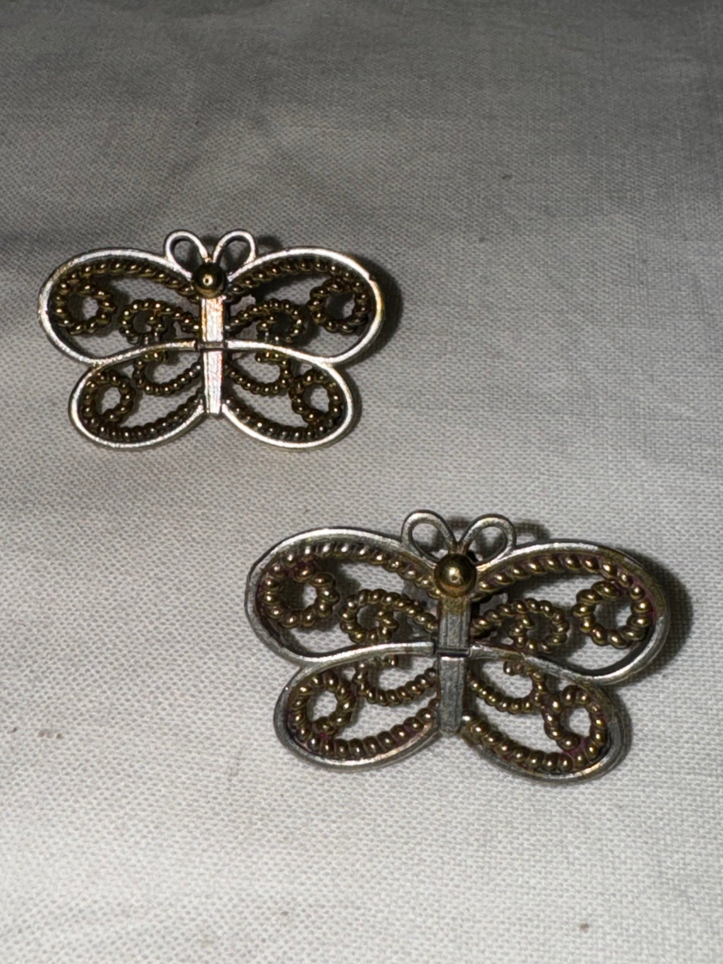 Dual tone butterfly studs ear rings