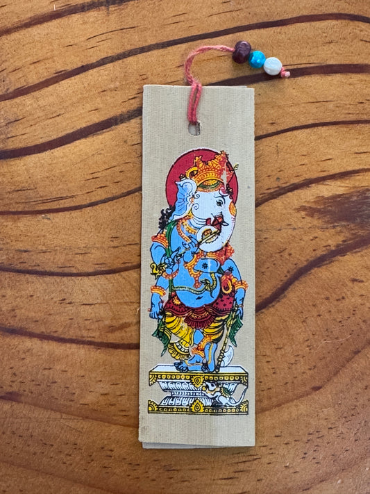 Palm leaf patachitra printed bookmark - 4 inch length double leaves