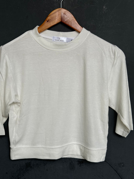 Textured stretchable elbow sleeves plus size blouse