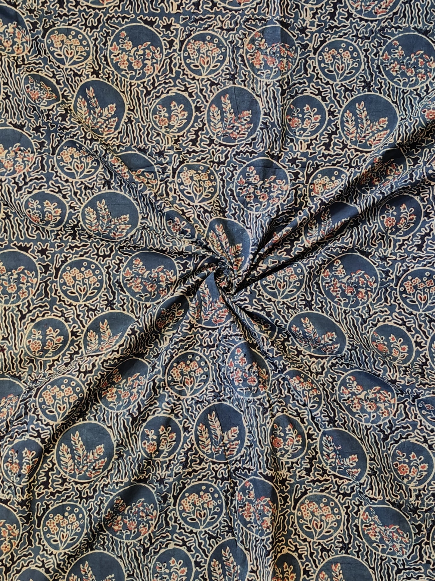 Ajrakh natural dyed, handblock printed cotton fabric - click to see design options