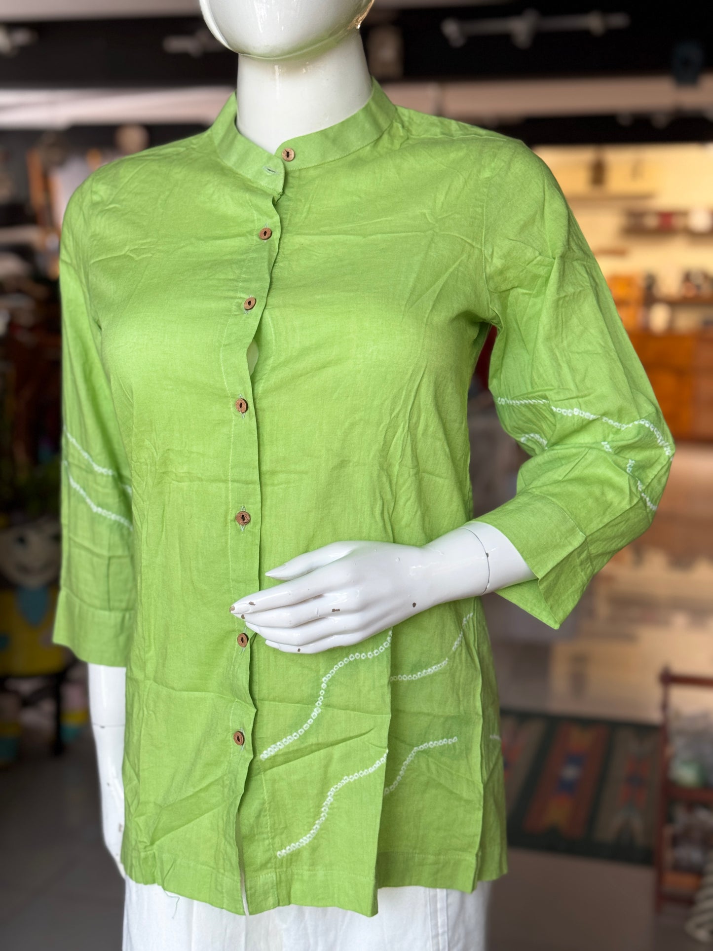 Bandini tie n dye long sleeves soft cotton short kurta for women