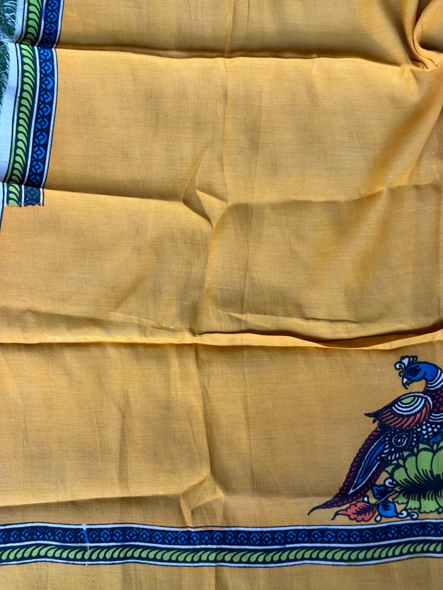 Silk Pen Kalamkari handpainted unstitched blouse piece with border - multiple designs n colors available