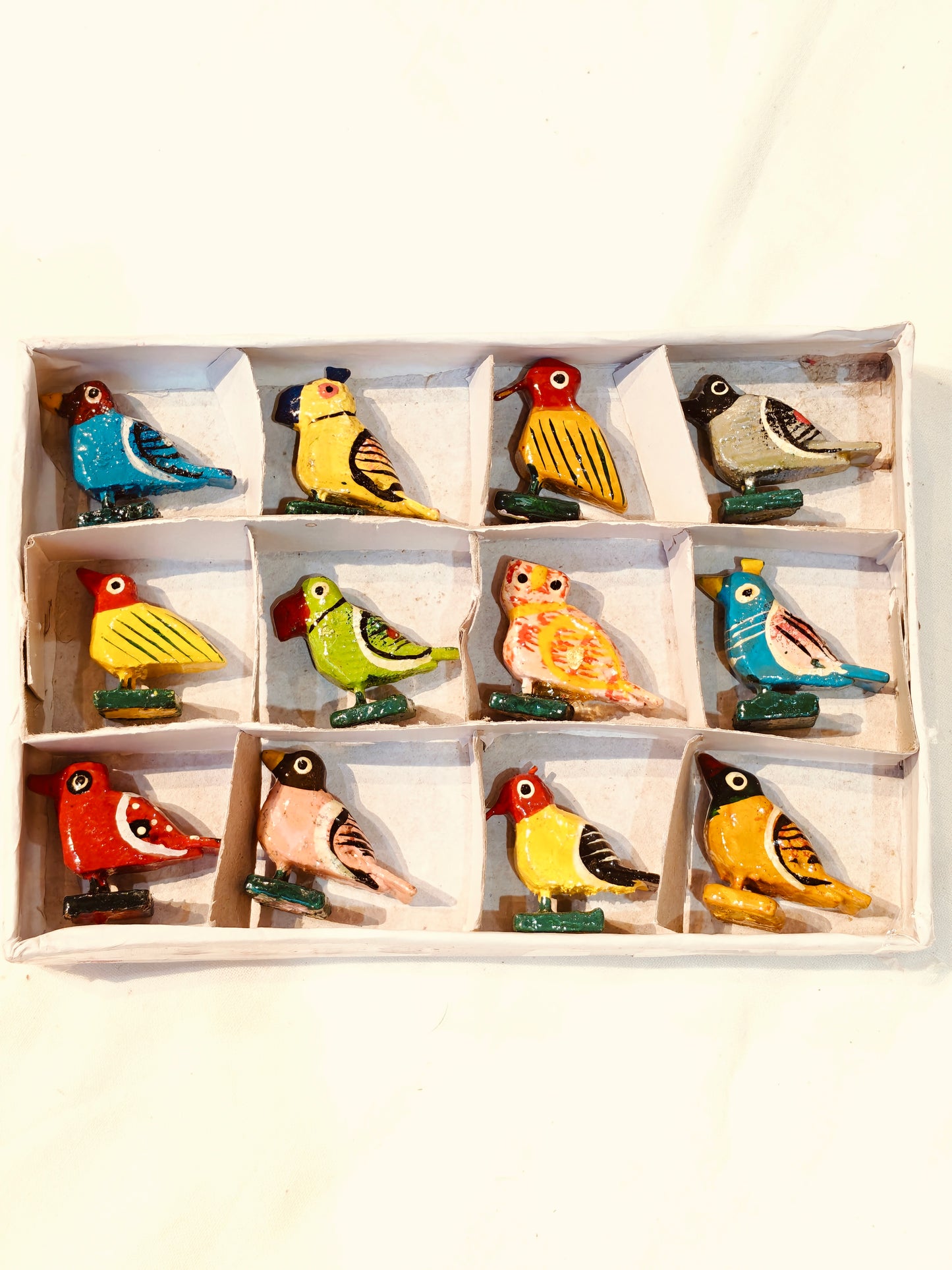 Birds set 12 pieces - 1 inch Wooden hand painted birds set