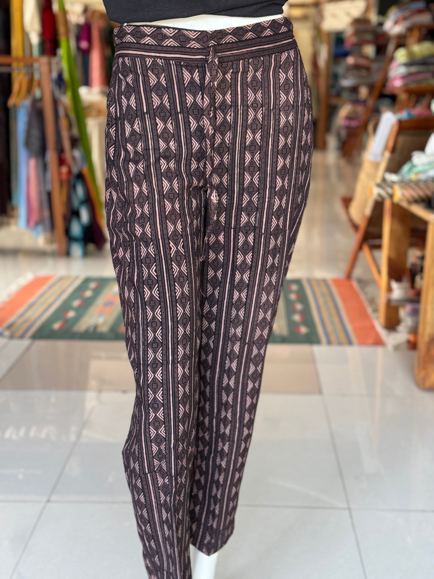 Understated elegance - Ajrakh natural dyed, hand block printed cotton dupatta n pants with handwoven plain mangalagiri cotton kurta - 3 piece suit set