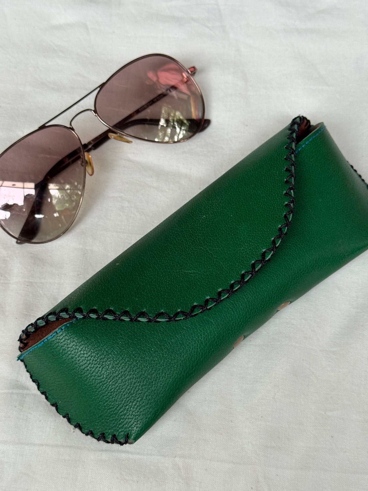 Leather handcrafted goggles / spectacles case - color options available