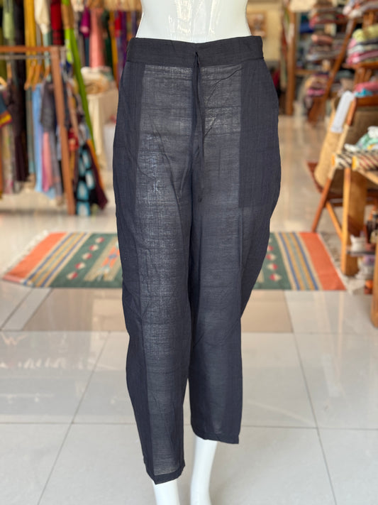 Plain black handwoven straight cotton pants
