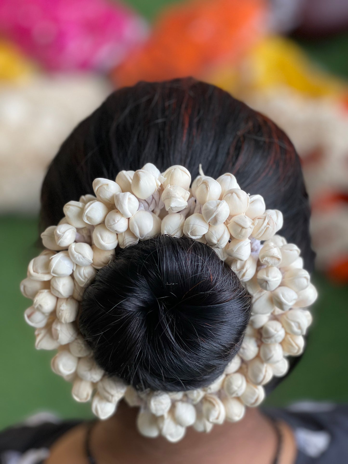 White jasmine mogra Sholapith handmade flowers hair mala