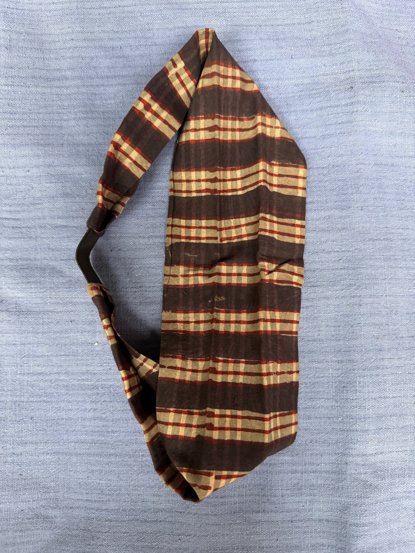 Unisex Head band with elastic in natural dyed, hand block printed cotton - width can be changed