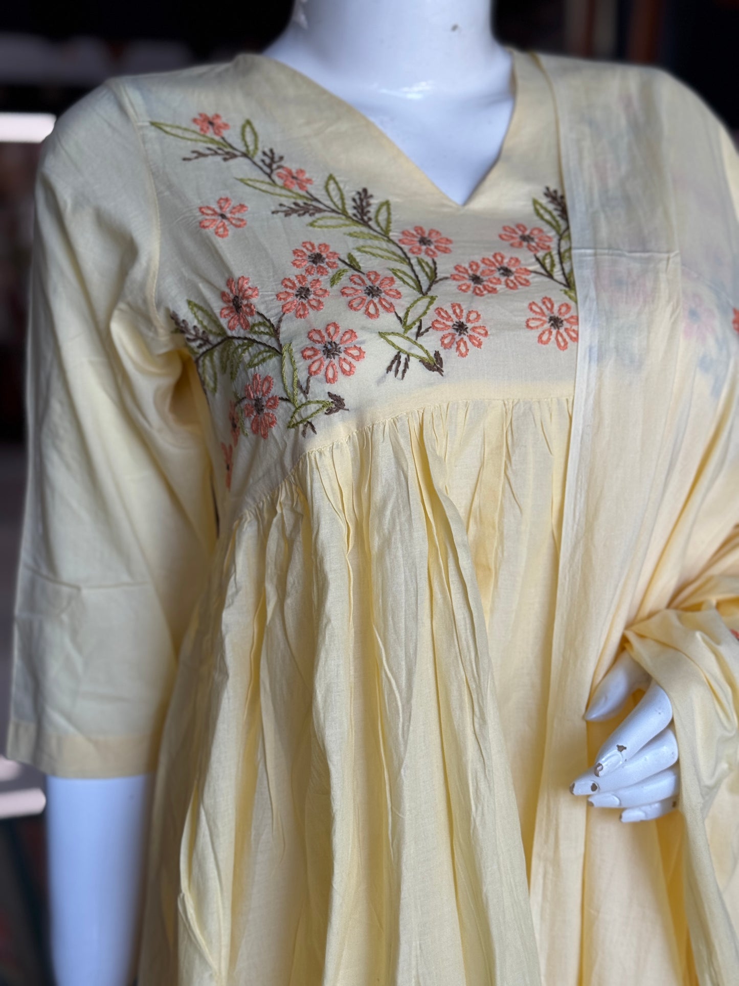 Hand embroidered empire line / Alia cut cotton 3 piece suit set - colour options available