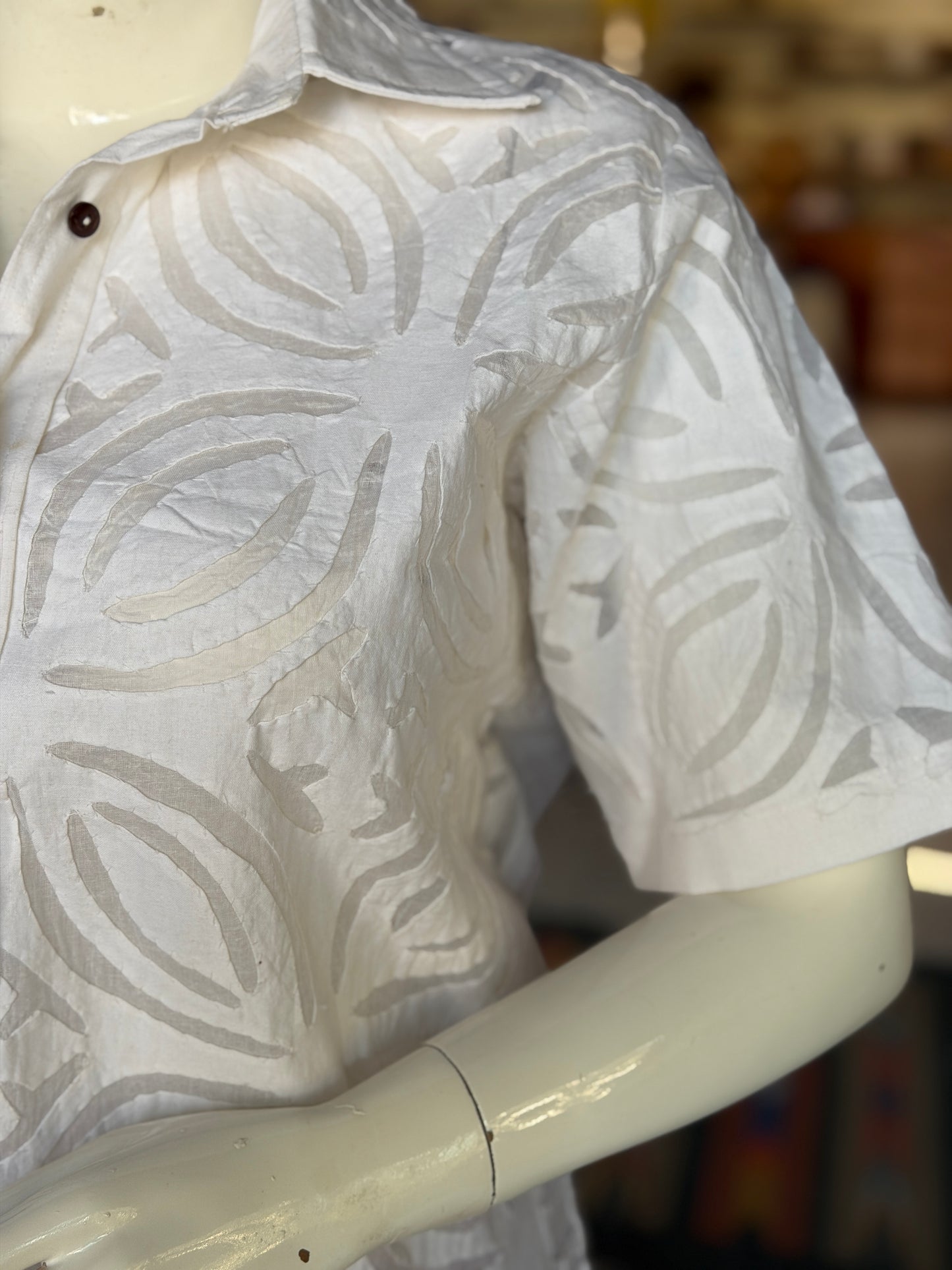 White Applique organdi women’s relaxed for shirt
