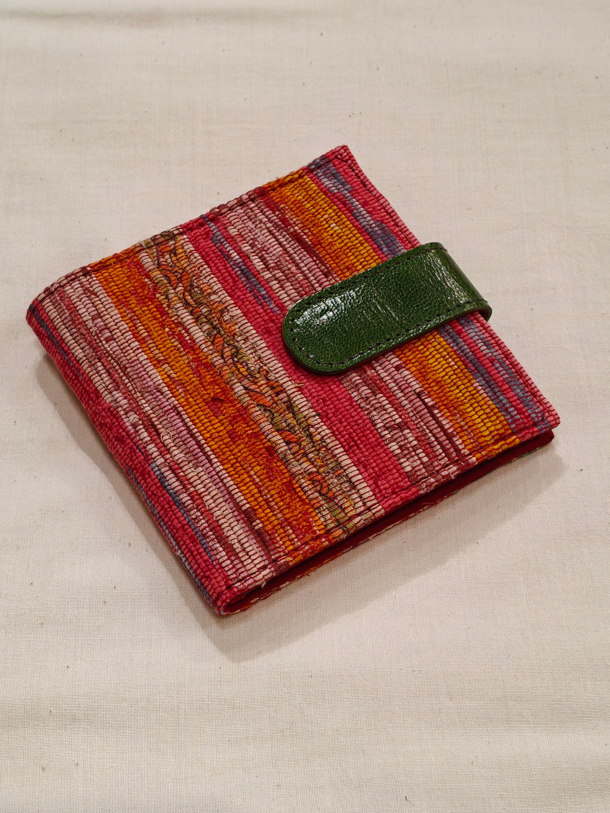 Kesh upcycled cotton handwoven fabric foldable wallet