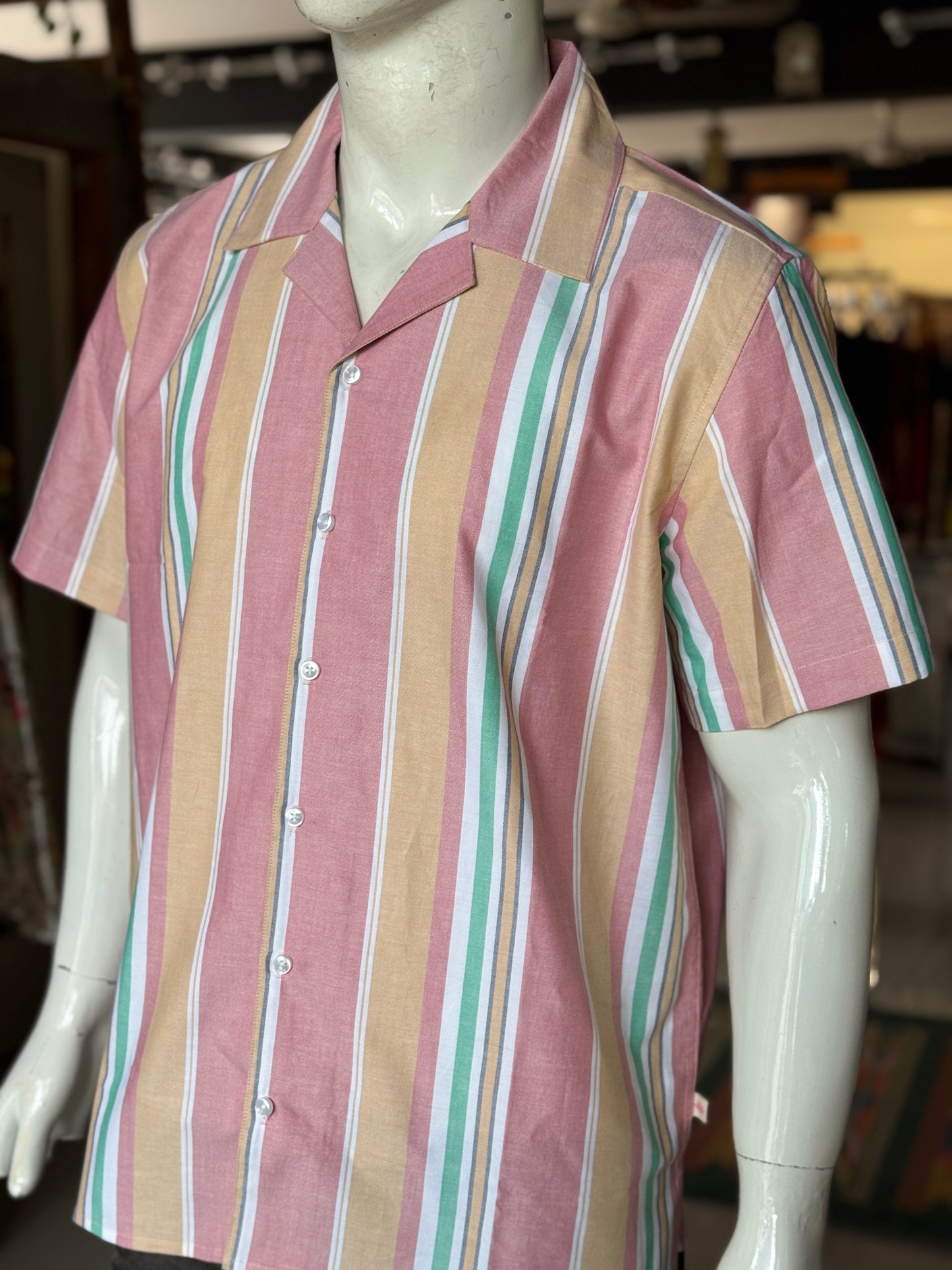 Multi colour stripes cotton half sleeves hawaiian shirt for men - multiple colors available