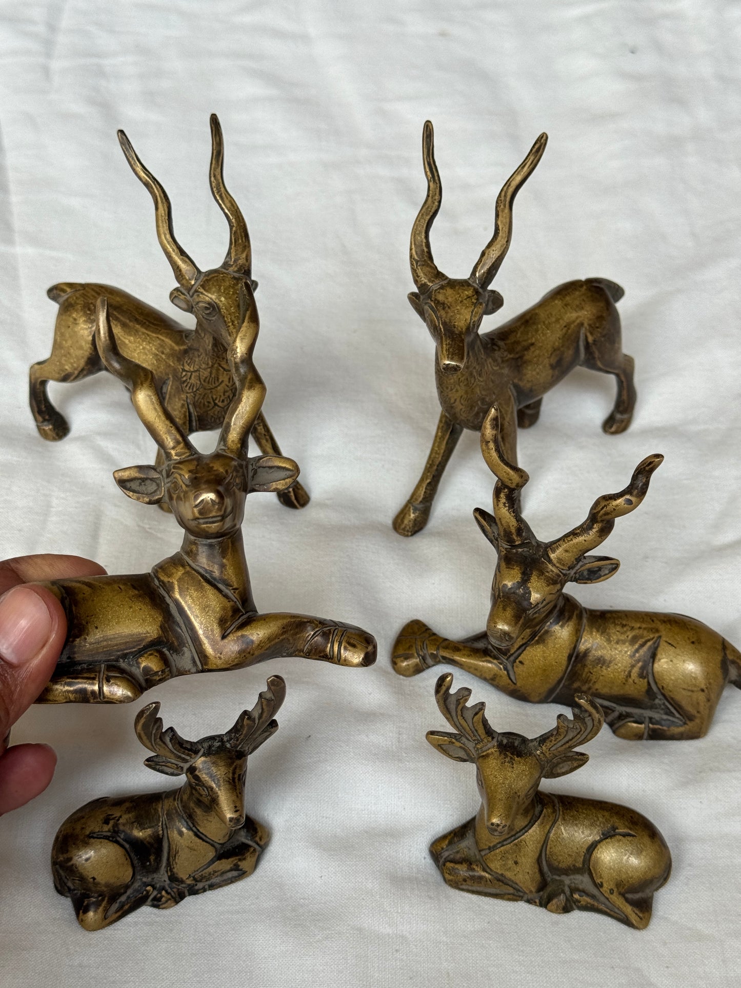 Dearest deers party  - brass miniature  6 piece set with deers in different poses