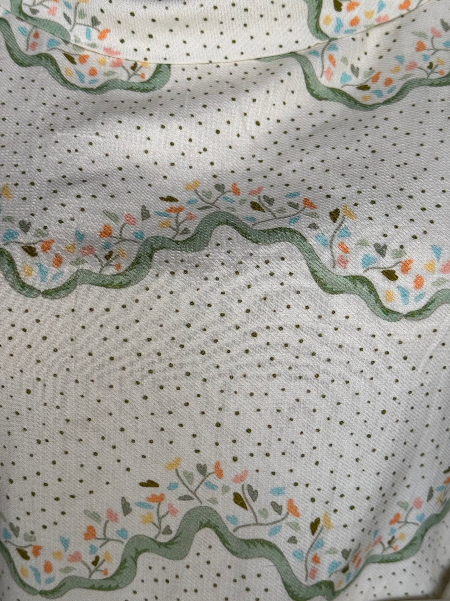 Dots n flowers soft handwoven textured cotton top with asymmetric hemline