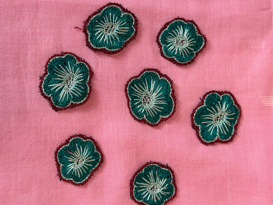 Small flowers embroidered patch  - colour options available