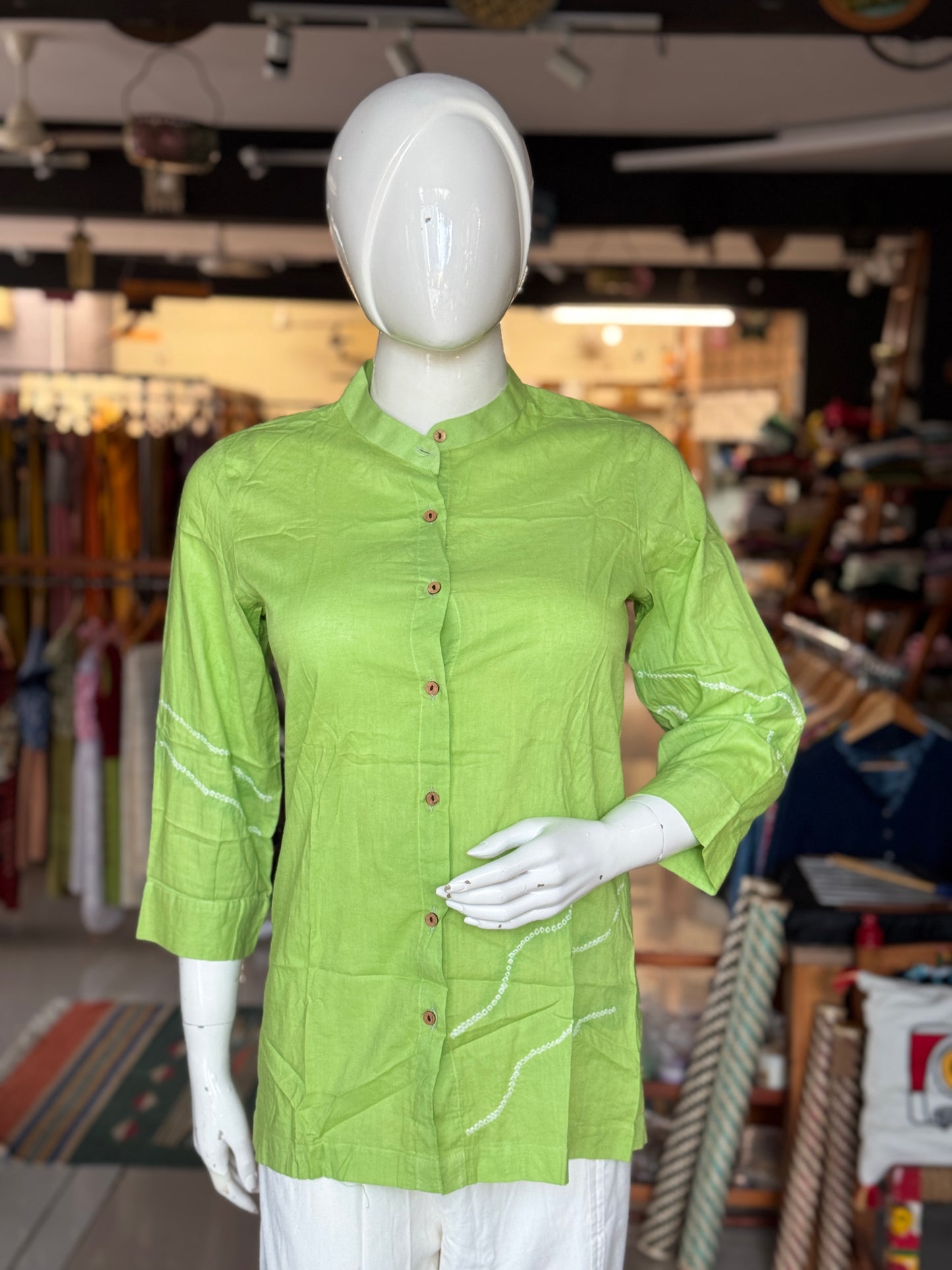 Bandini tie n dye long sleeves soft cotton short kurta for women