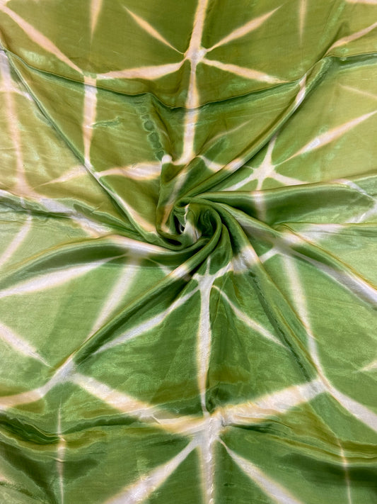 Green and white soft modal tie n dye fabric