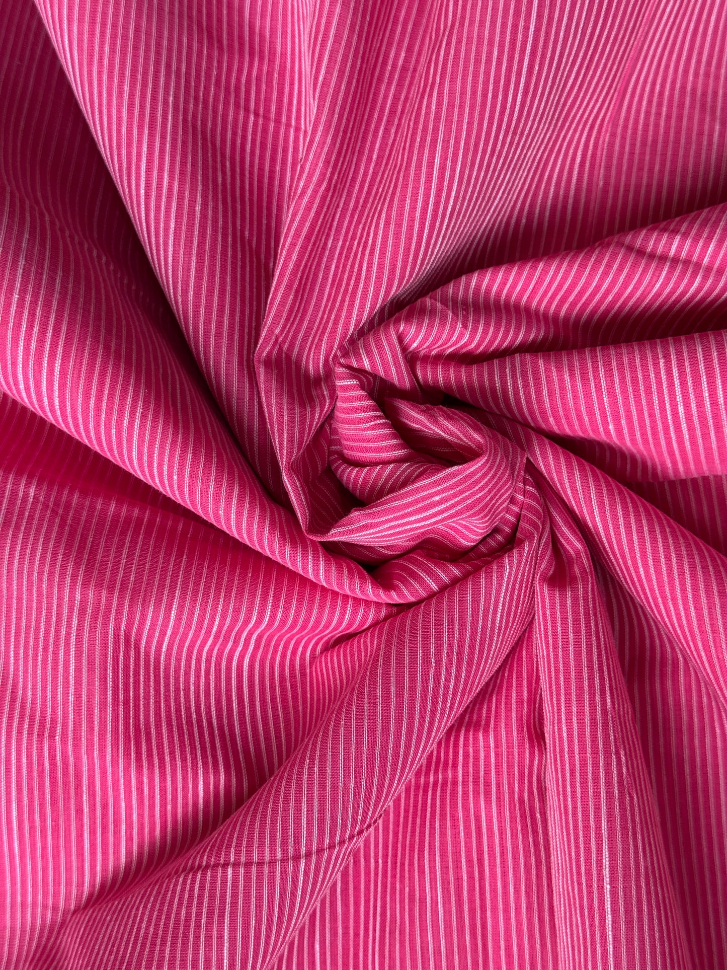 Pink stripes handloom cotton fabric - big 52 inch panna in 100s cotton