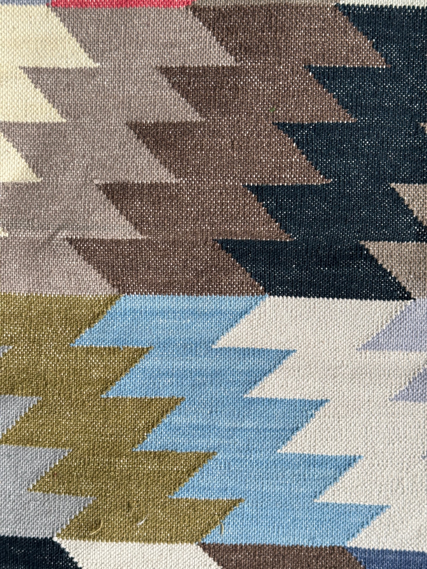 Multi coloured cotton handwoven panja weave carpet / durrie in firm weave -  4 x 6 ft - multiple designs available