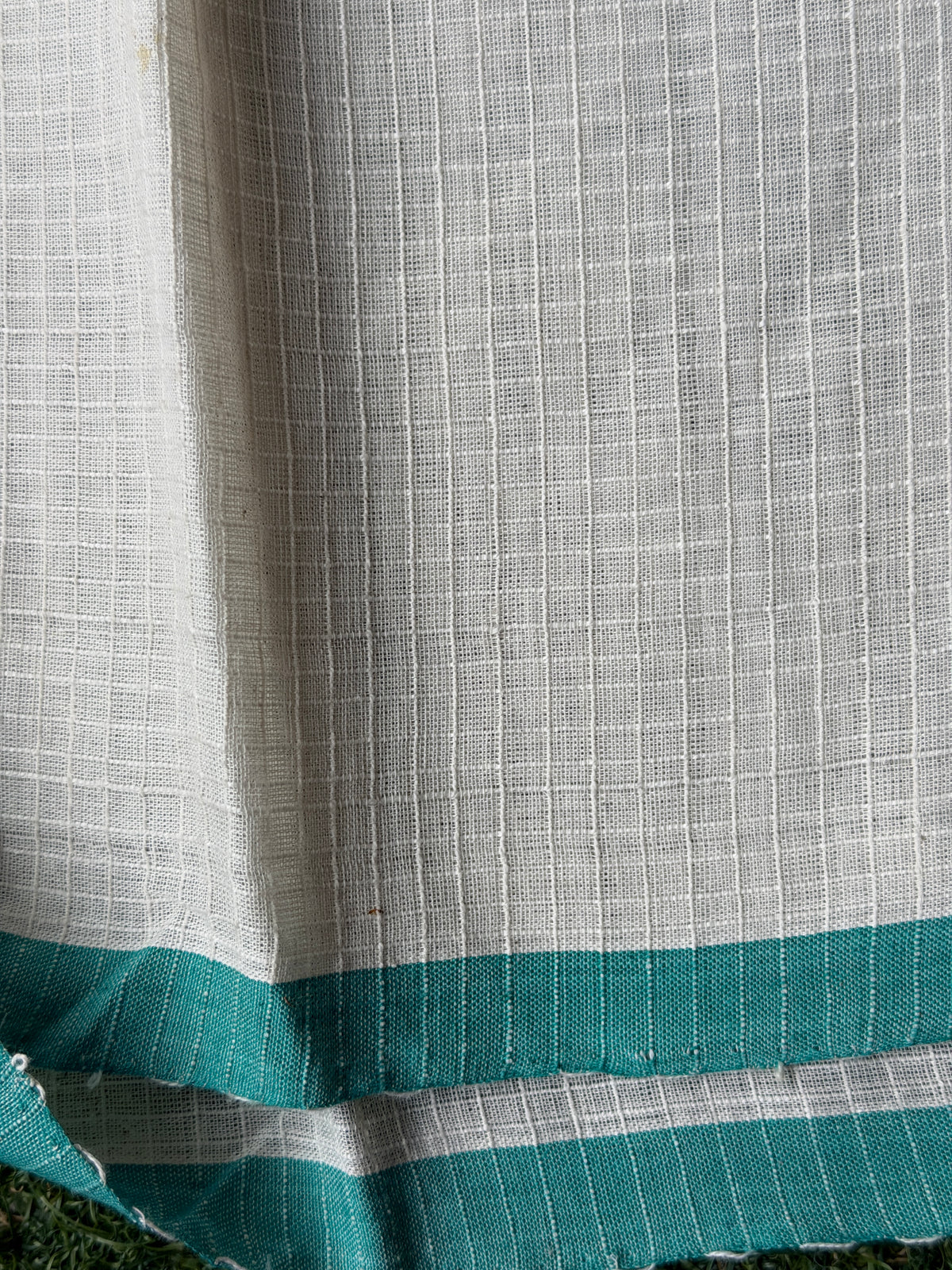 Off white hand woven cotton doria lungi (unstitched) for men