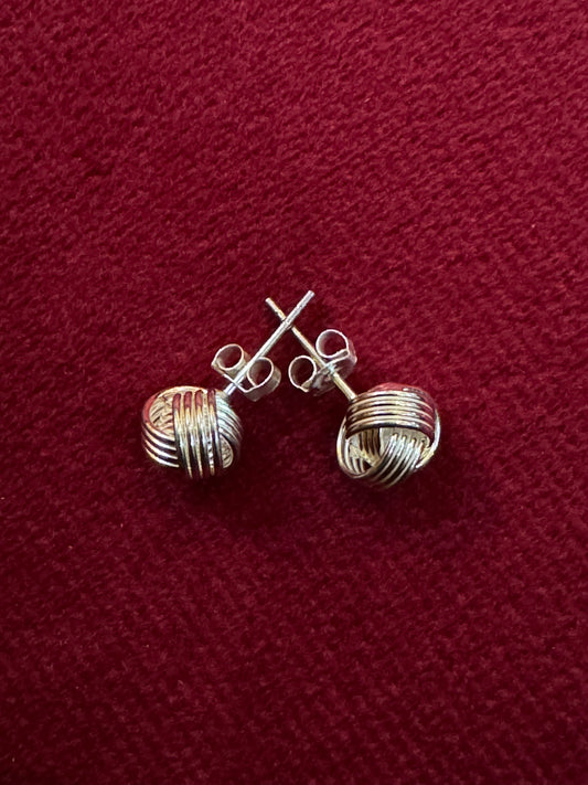 Tangled rings studs in 92.5 sterling silver