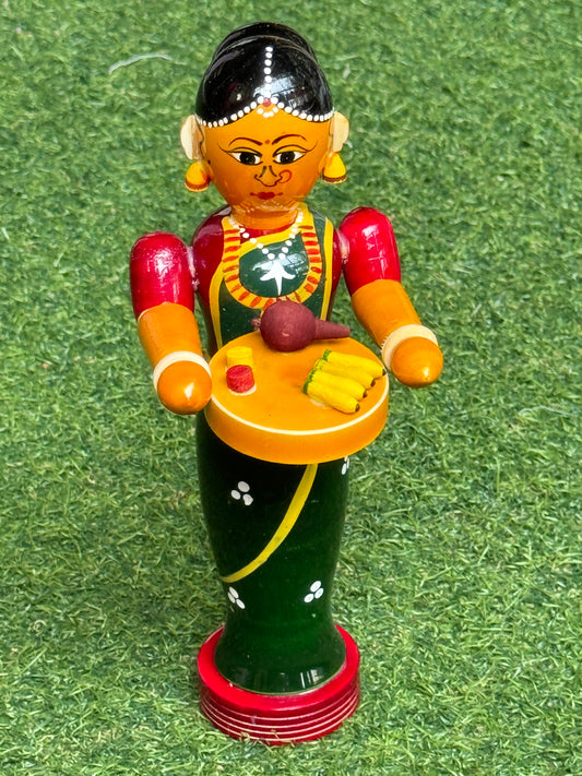 Lady carrying tamboolam Etikoppaka Wooden handicraft decor